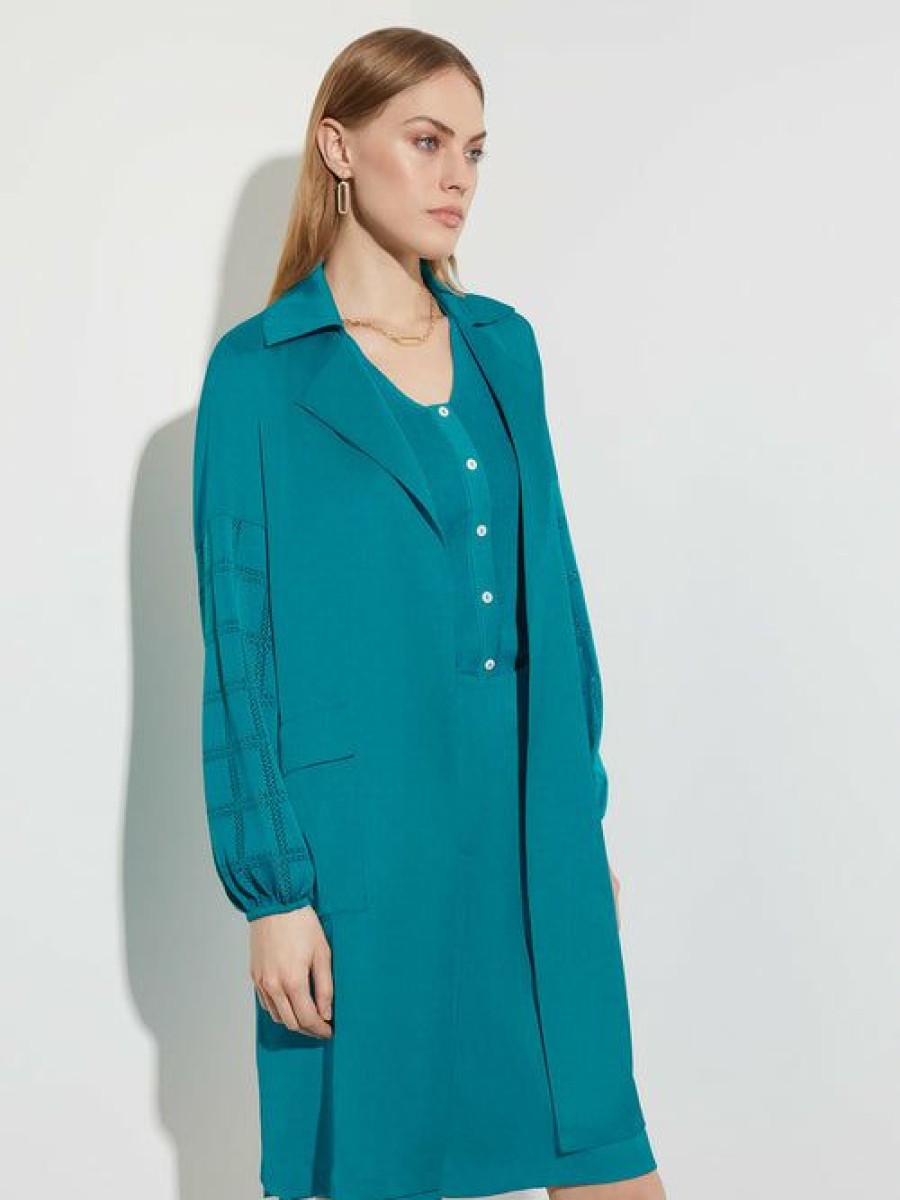 Clothing Misook  | Accent Sleeve Relaxed Fit Jacket French Blue