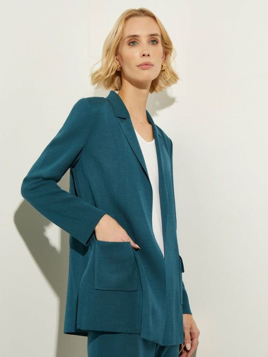 Clothing Misook  | Belted Lapel Collar Classic Knit Jacket Spruce